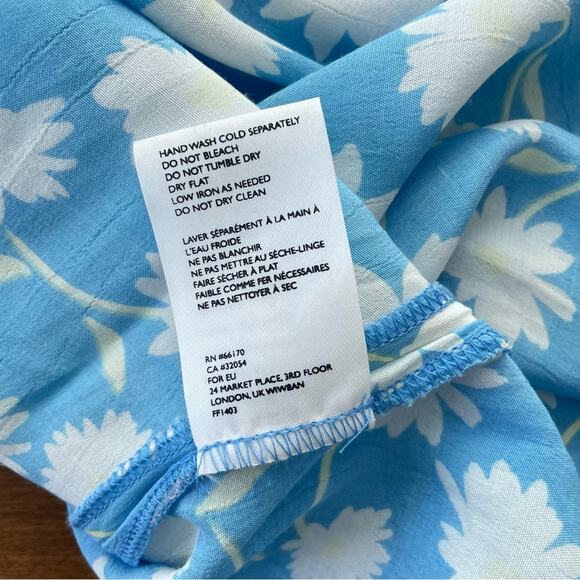 Faithfull the Brand | Women’s Blue Leyla Midi Dress Floral Puff Sleeve Anthro 4 - Picture 9 of 12